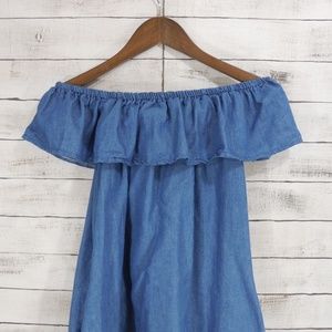 🌹Chambray off shoulder dress